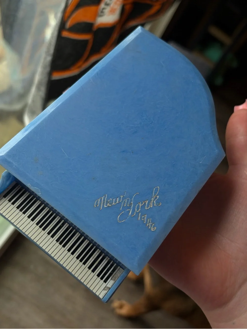 Blue Novelty Grand Piano Trinket Box - new york 1946!!!!